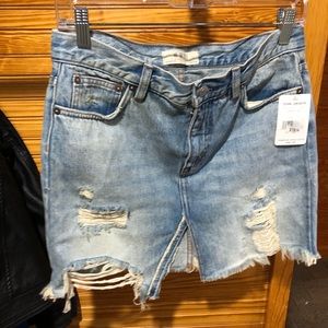 Free People distressed denim skirt